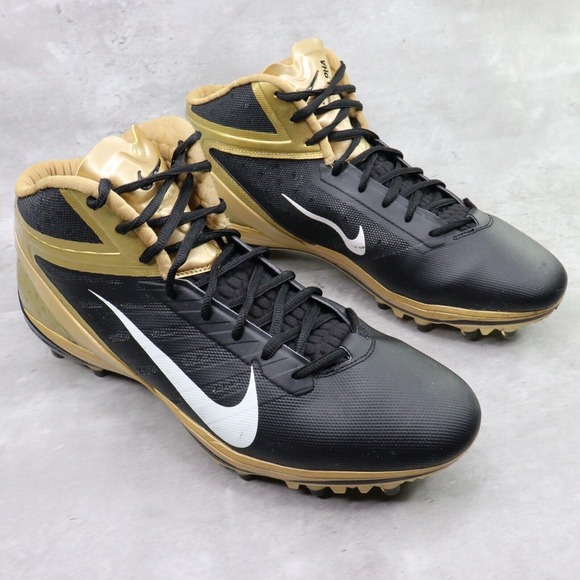 Nike Football Cleats Alpha Talon Elite TD Sz 14 Black/Gold Saints Player Issued - Picture 3 of 16